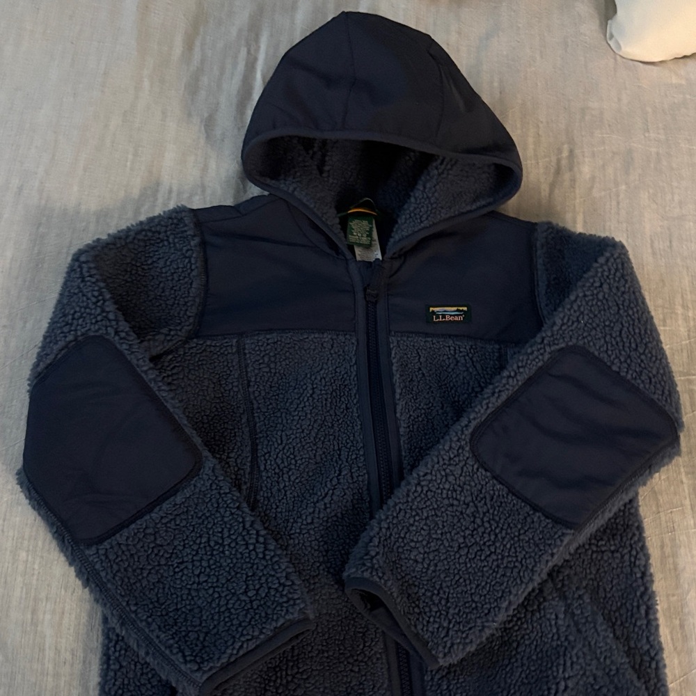 L.L. Bean Dark Blue Fleece Jacket with Hood